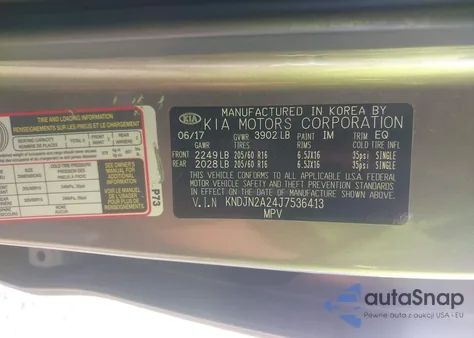 2018 Kia Soul z USA, uszkodzony, nr VIN KNDJN2A24J7536413